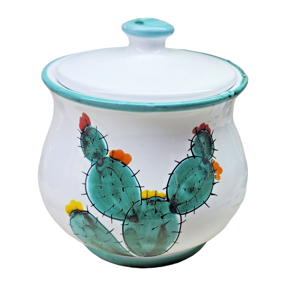 Hand Painted Ceramic Kitchen Canister w/ Lid Made in Italy Vietri Style Amalfi